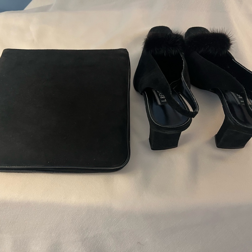 J.Renee Black Heels with Fur Accent